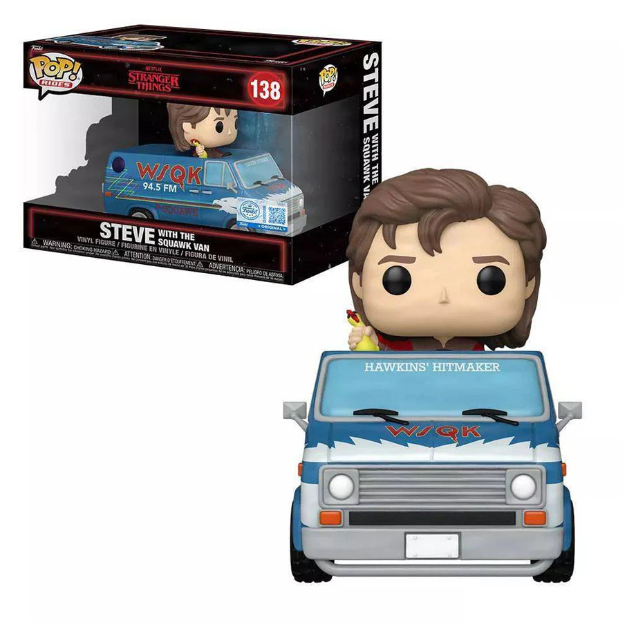 Funko POP! Rides Deluxe Stranger Things Steve with the Squawk Van Vinyl Figure (14 cm)