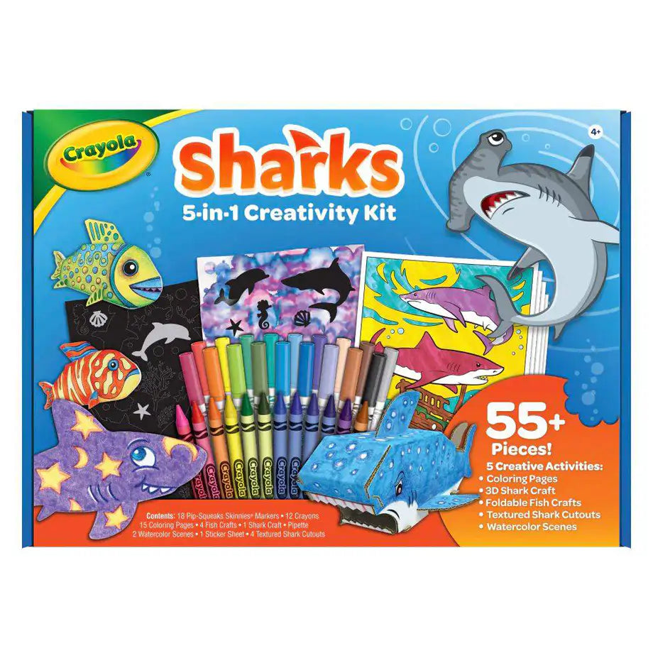 Crayola Sharks 5-in-1 Creativity Kit (55+ Pieces)