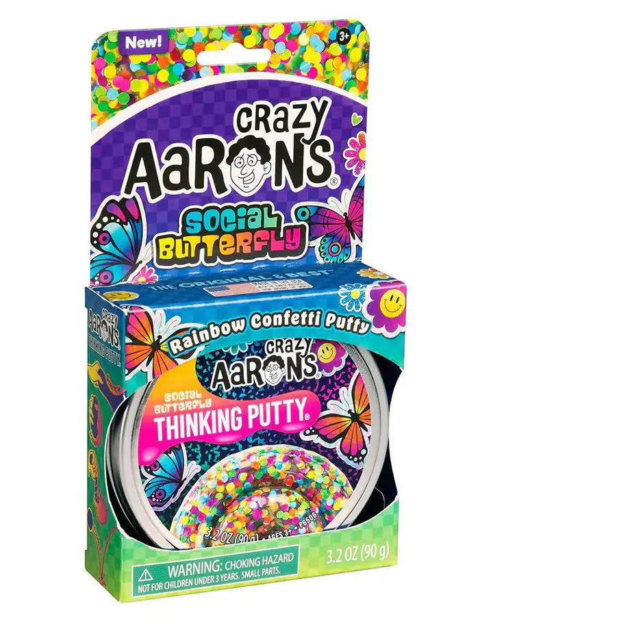Crazy Aaron’s Social Butterfly Rainbow Confetti Thinking Putty (90 g)