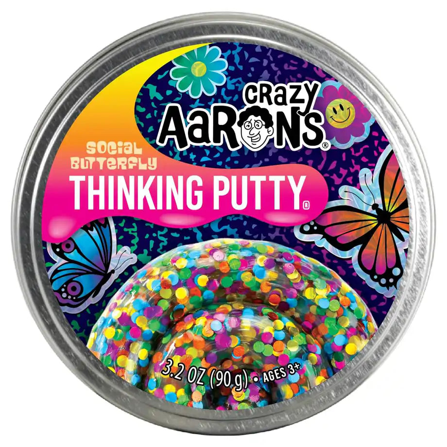 Crazy Aaron’s Social Butterfly Rainbow Confetti Thinking Putty (90 g)