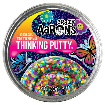 Crazy Aaron’s Social Butterfly Rainbow Confetti Thinking Putty (90 g)