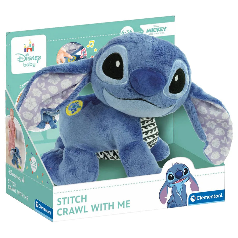 Clementoni Disney Baby Disney Lilo & Stitch Stitch Crawl With Me Interactive Plush Toy (23 x 16 x 26 cm, Blue)