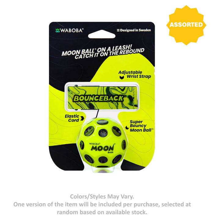 Waboba Bounceback x Moon Ball with Adjustable Wrist Strap (6 cm, Assorted)