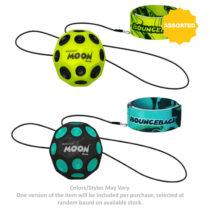 Waboba Bounceback x Moon Ball with Adjustable Wrist Strap (6 cm, Assorted)