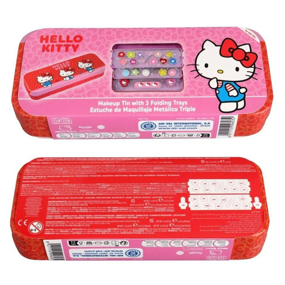Air-Val Sanrio Hello Kitty and Friends Hello Kitty Makeup Tin With 3 Folding Trays (Red/Pink)