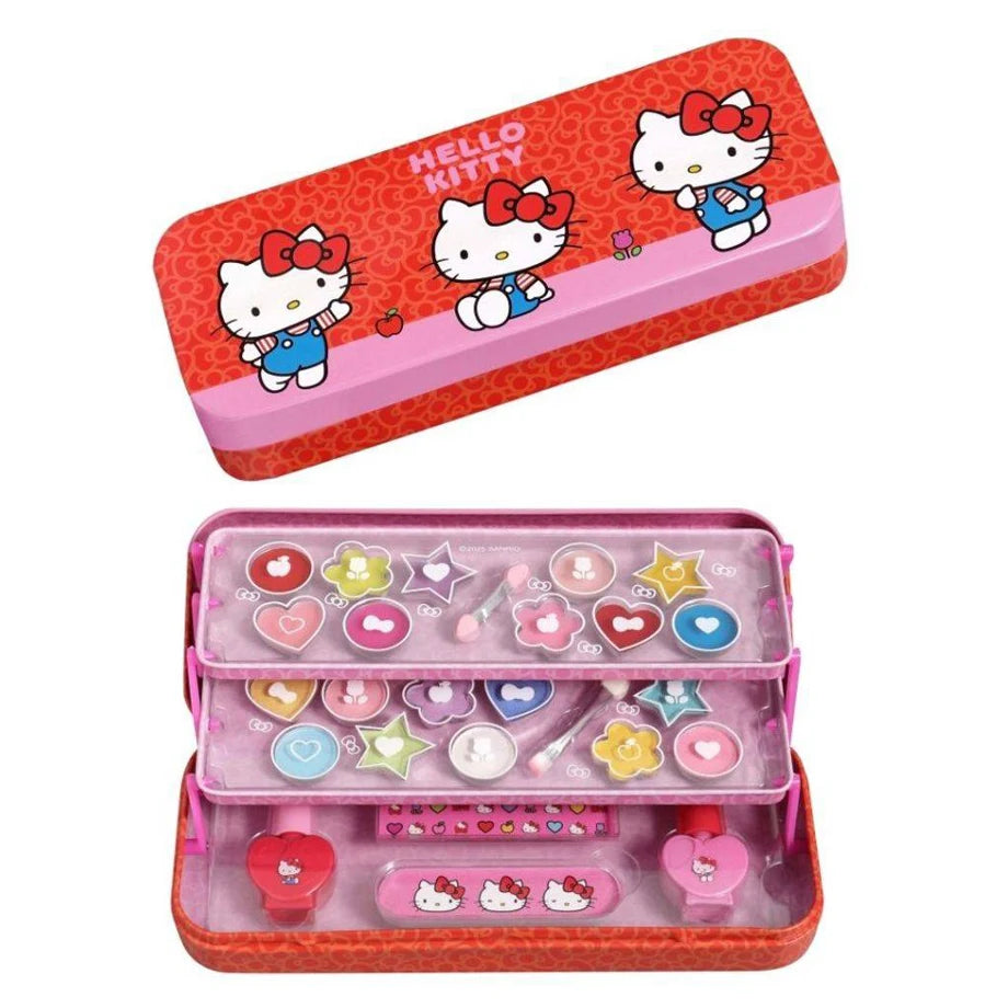 Air-Val Sanrio Hello Kitty and Friends Hello Kitty Makeup Tin With 3 Folding Trays (Red/Pink)