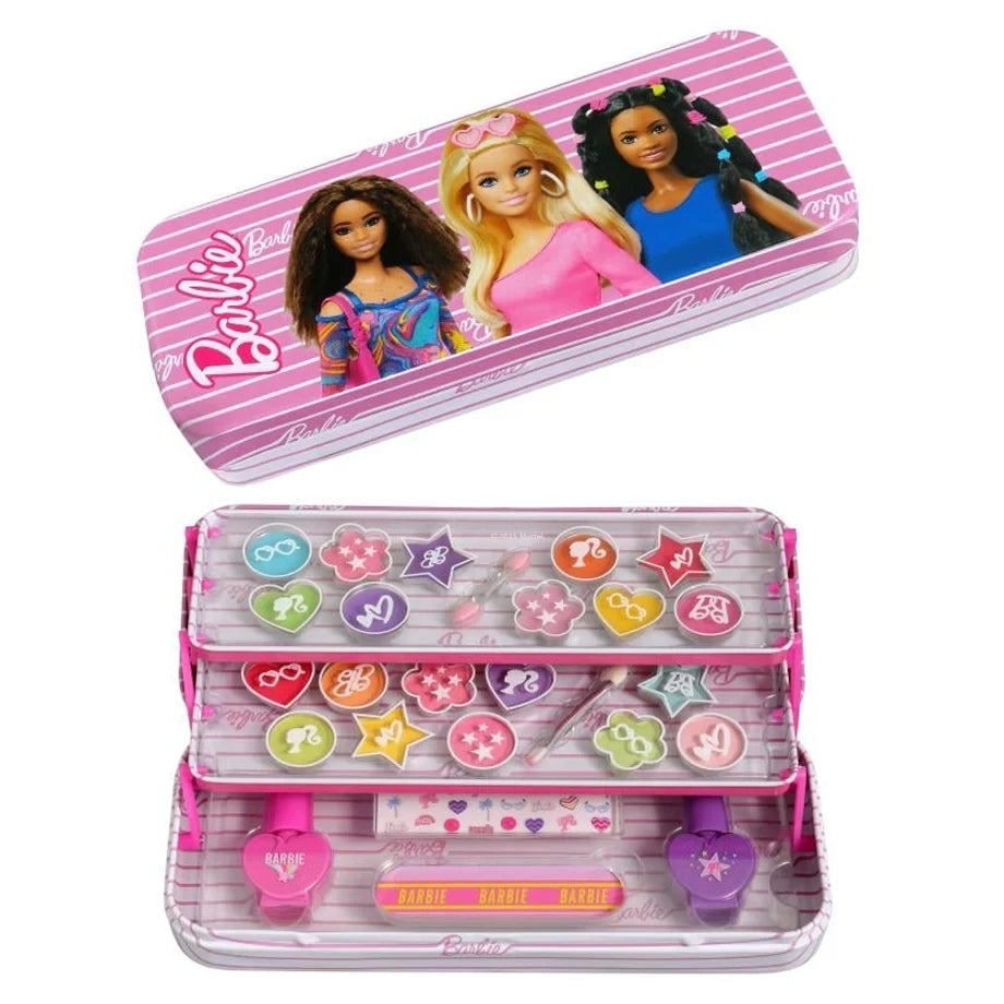 Air-Val Barbie 3-Tiered Makeup Tin Case (Pink)