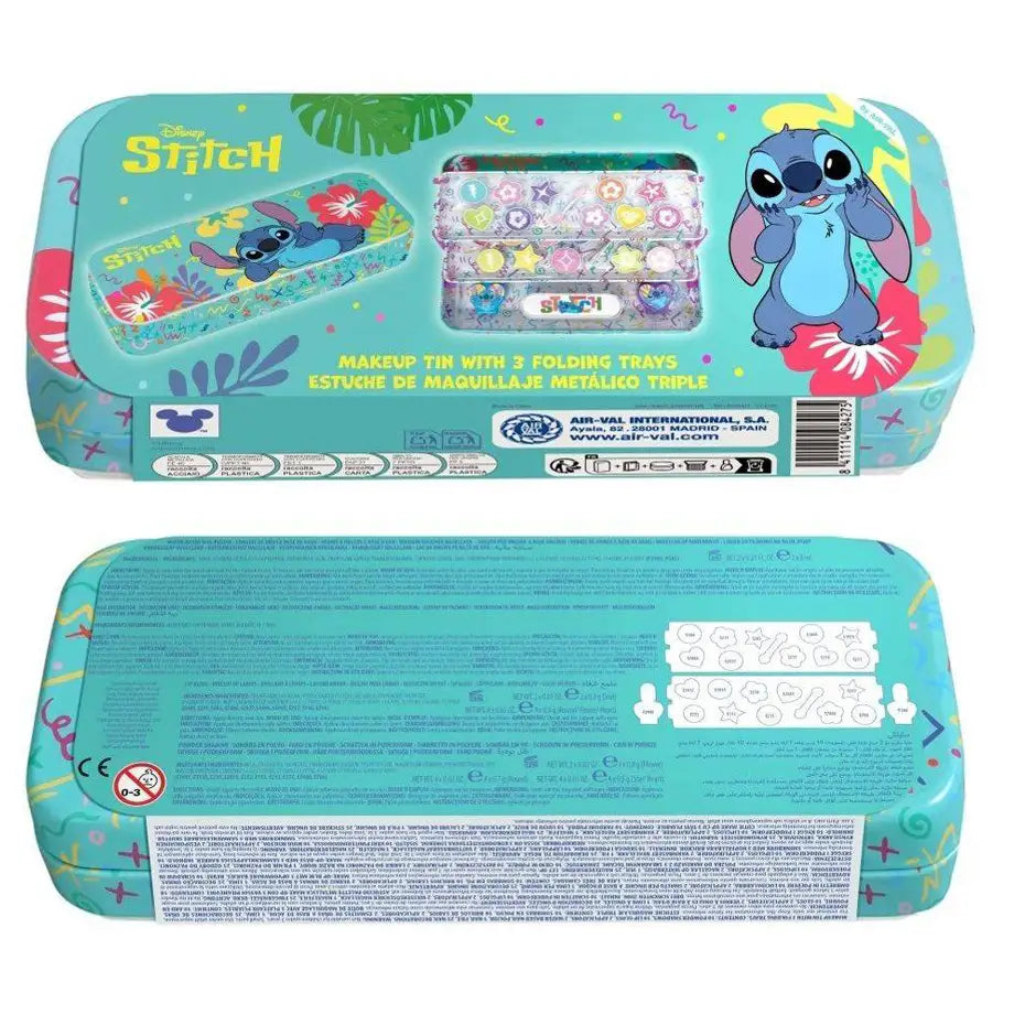 Air-Val Disney Lilo & Stitch Stitch Makeup Tin With 3 Folding Trays (Blue)