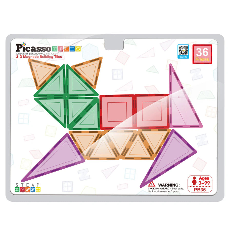 PicassoTiles 3D Magnetic Tiles Building Block Set (36 Pieces)