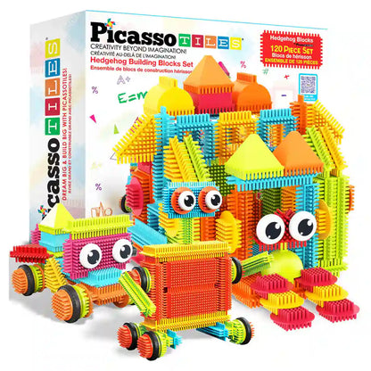 PicassoTiles Hedgehog Magnetic Tiles Building Blocks Set (120 Pieces)