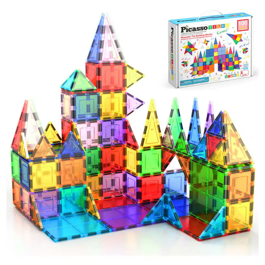 PicassoTiles Classic Magnetic Building Blocks Set (100 Pieces)