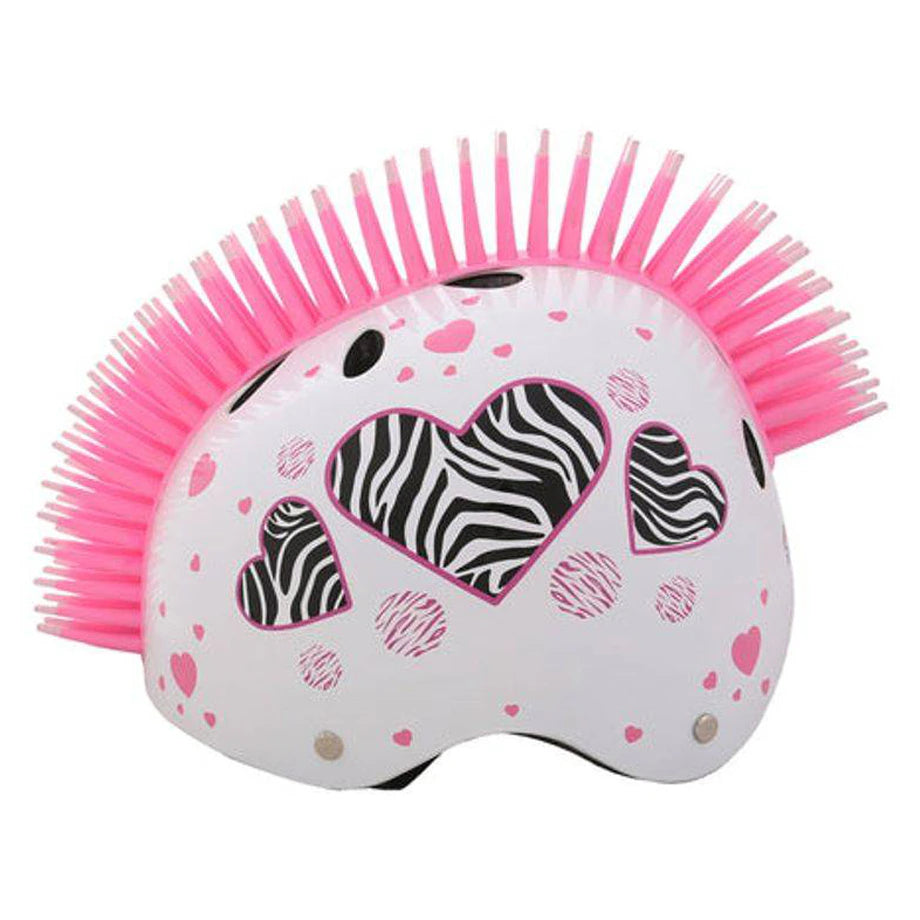 Street Jam Zebra Hearts Kids' Helmet (M, 55-58 cm, White/Pink)