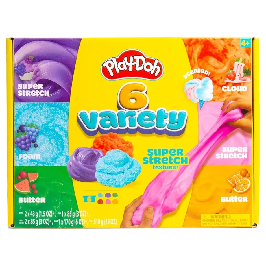 Hasbro Play-Doh Super Stretch Variety Compound Set (510 g, Pack of 6)