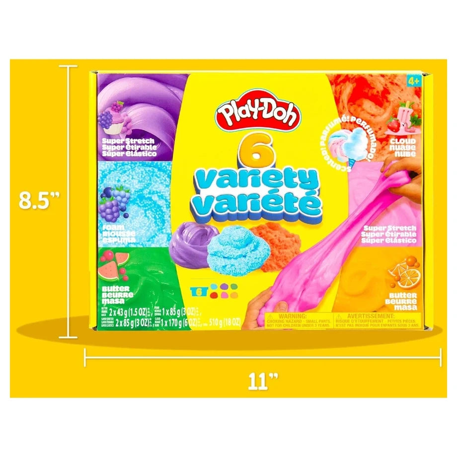 Hasbro Play-Doh Super Stretch Variety Compound Set (510 g, Pack of 6)