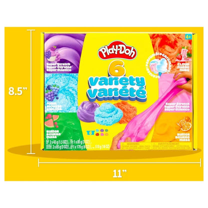 Hasbro Play-Doh Super Stretch Variety Compound Set (510 g, Pack of 6)