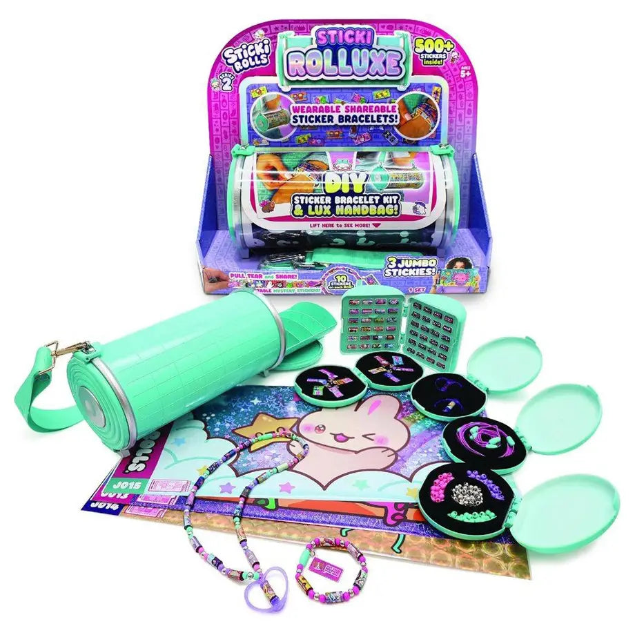 Sticki Rolls Sticki Rolluxe Diy Sticker Bracelet Kit With Luxe Handbag (500+ Stickers)