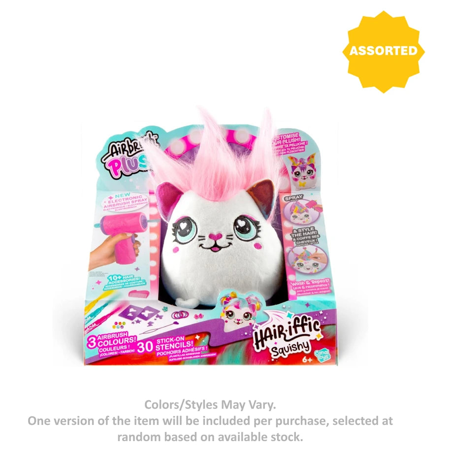 Airbrush Plush Hair'iffic Squishy Customise Your Plush Activity Kit (17 cm, Assorted)