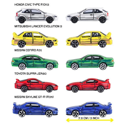 Majorette JDM Legends Anime Japanese Sports Die-cast Car Gift Set (1:64, Pack of 5)