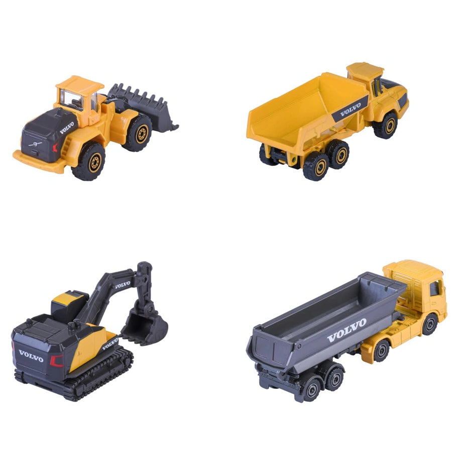 Majorette Volvo Construction Die-cast Vehicles Gift Set (1:64, Pack of 4, Yellow/Black)