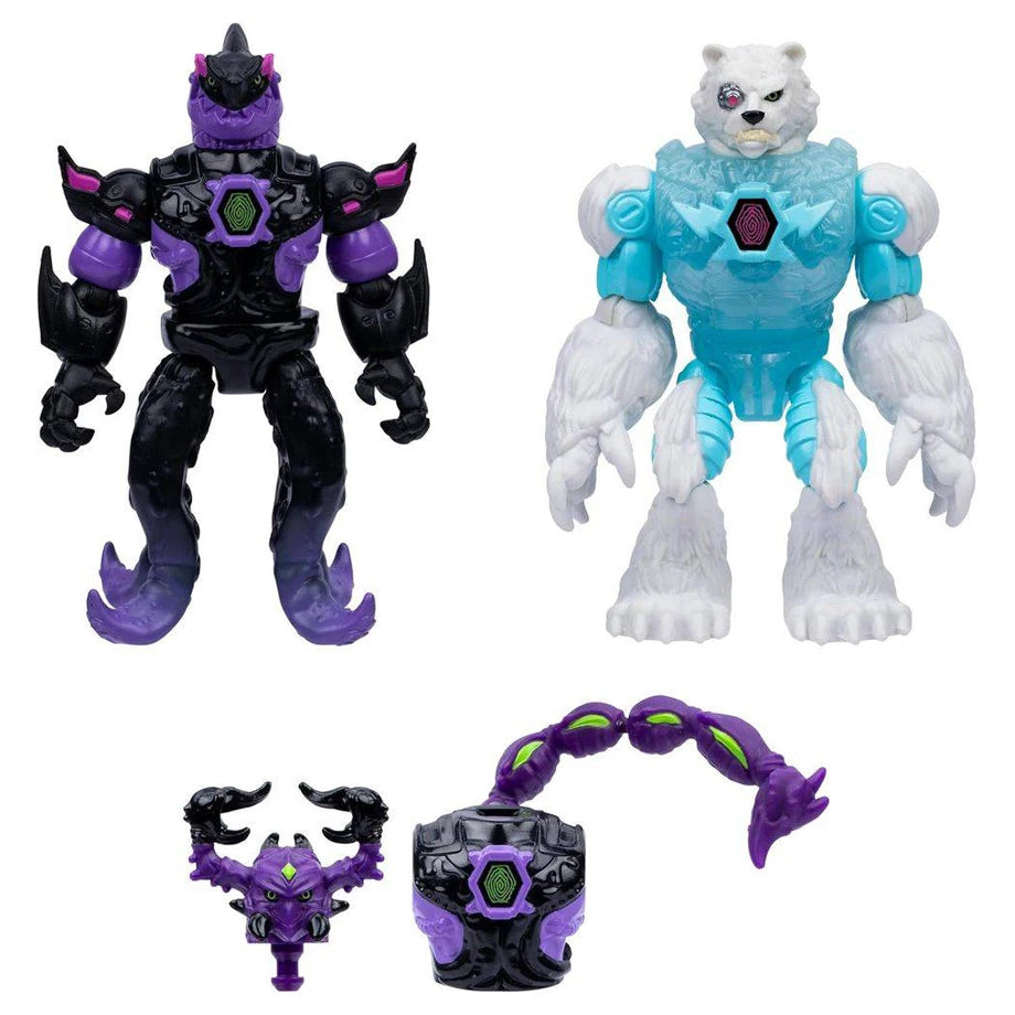 MrBeast Lab Hybrids Hyper Fusion Series Shadowfin vs Tundra Claw Mix and Match Action Figures Pack (10.16 cm, Pack of 2)