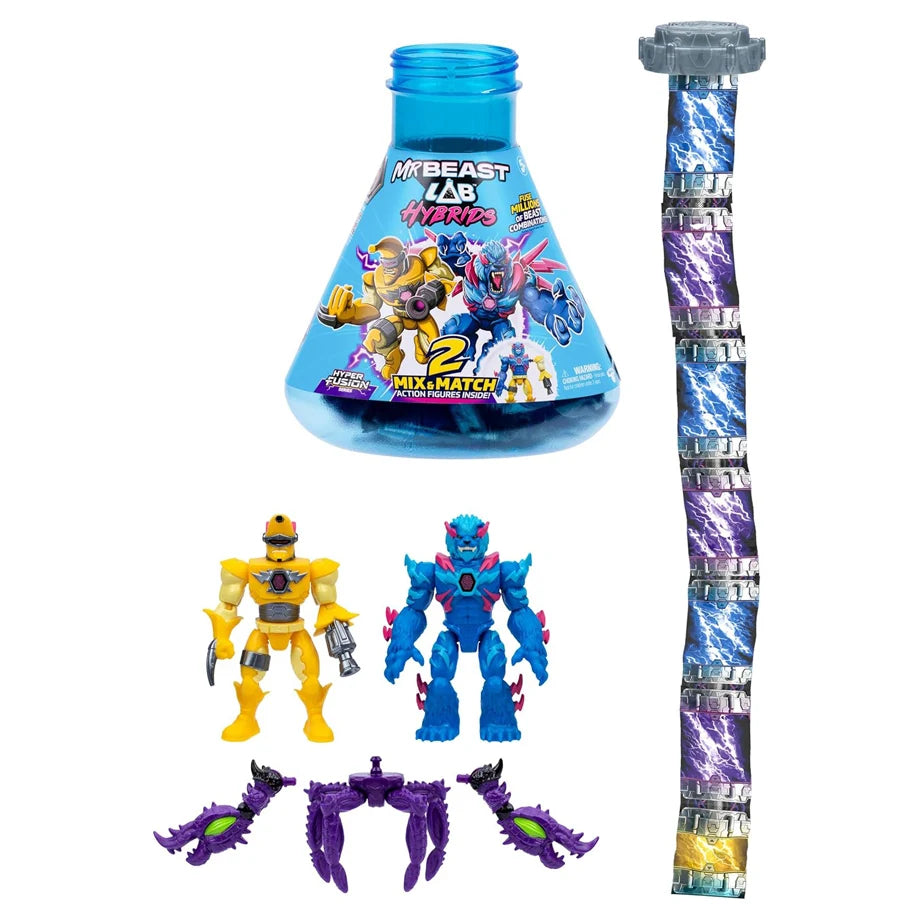 MrBeast Lab Hybrids Hyper Fusion Series Ligerton vs Major Splitz Mix and Match Action Figures Pack (10.16 cm, Pack of 2)