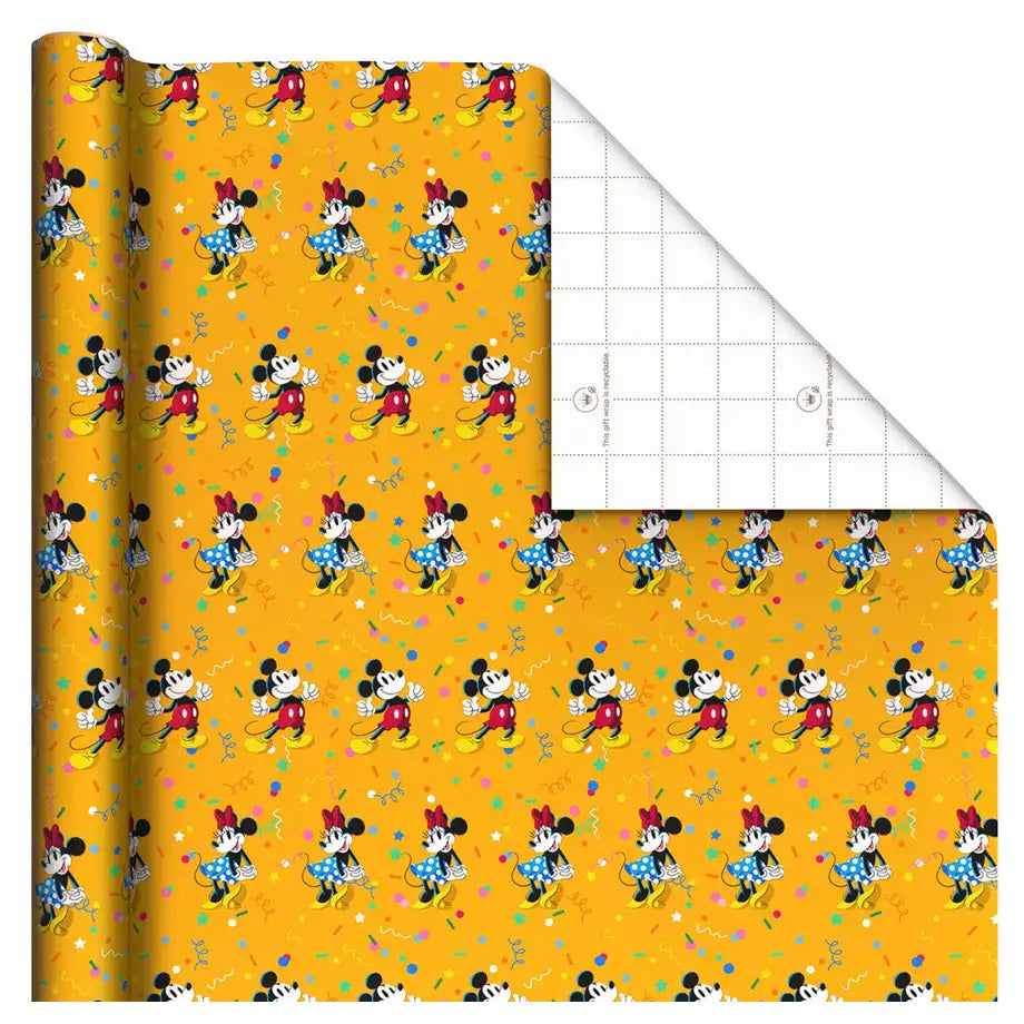 Hallmark Disney Mickey Mouse & Minnie Mouse Gift Roll Wrap (2 m, Yellow)
