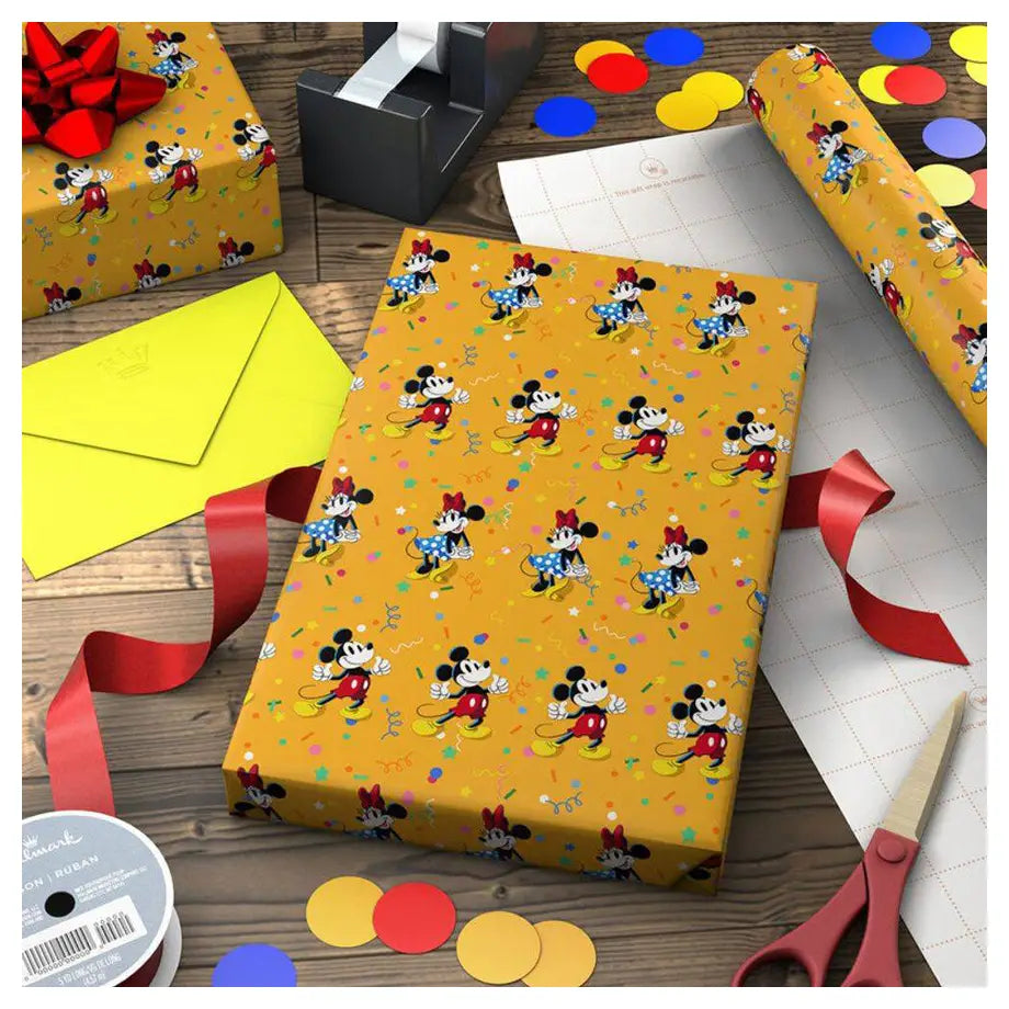 Hallmark Disney Mickey Mouse & Minnie Mouse Gift Roll Wrap (2 m, Yellow)