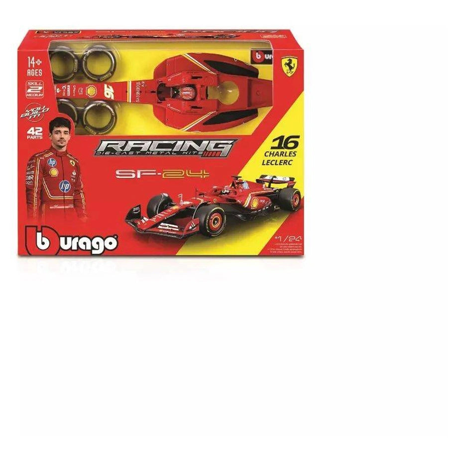 Bburago Ferrari SF-24 #16 Charles Leclerc Die-Cast Kit (1:24, Red, 42 Parts)