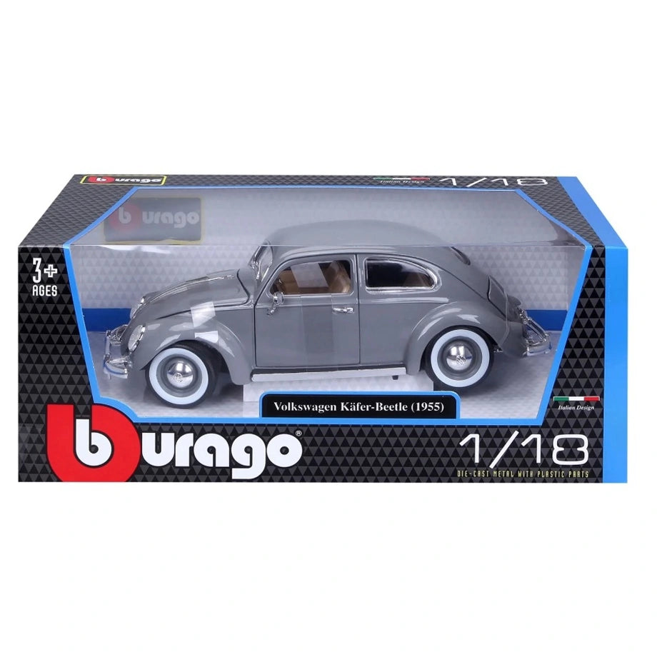 Bburago Volkswagen Beetle 1955 Die-Cast Car (1:18, Grey)