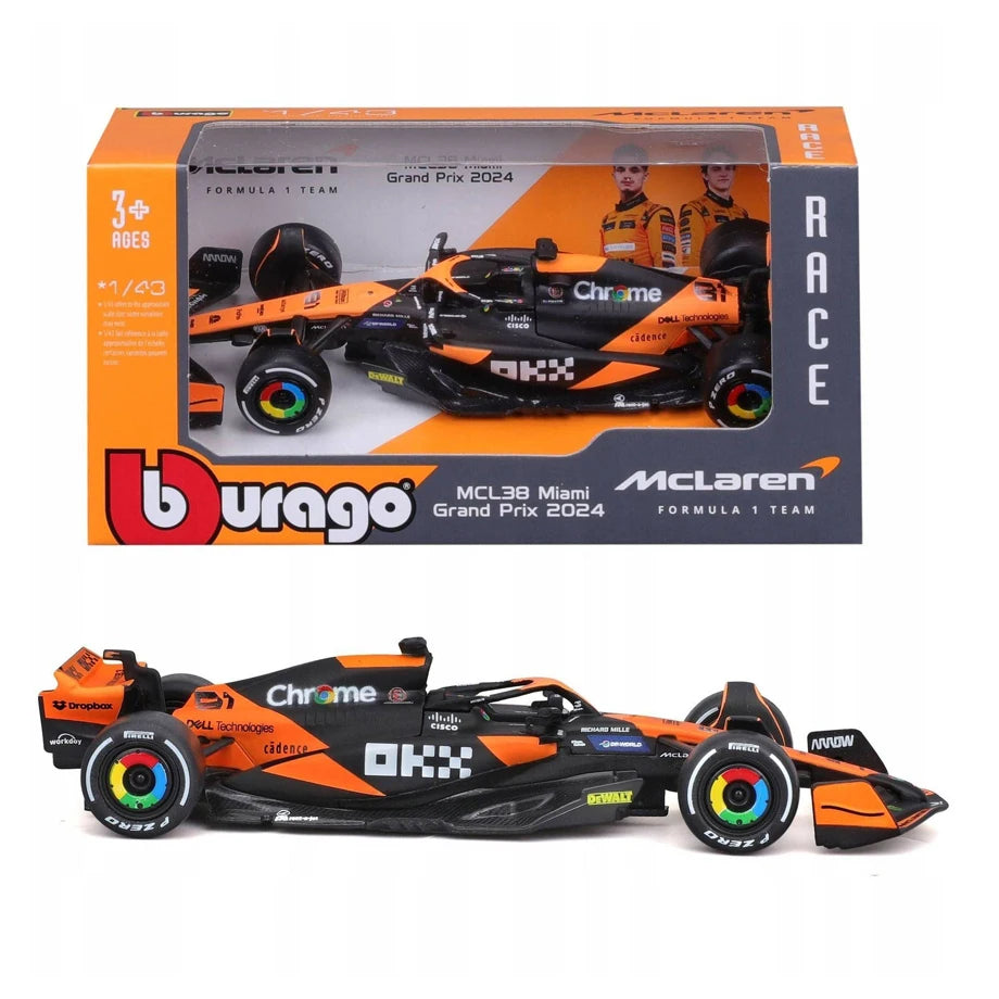 Bburago McLaren MCL38 #4 Lando Norris Die-Cast Car (1:43, Orange/Black)