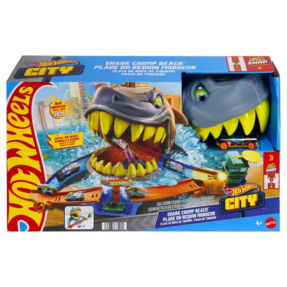 Hot Wheels City Shark Chomp Beach Racing Playset