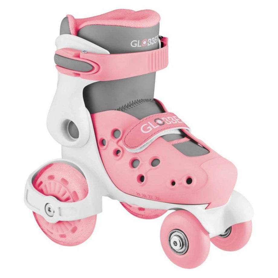 Globber Learning Adjustable Quad Skates (EU 26–29, Pink/Grey)