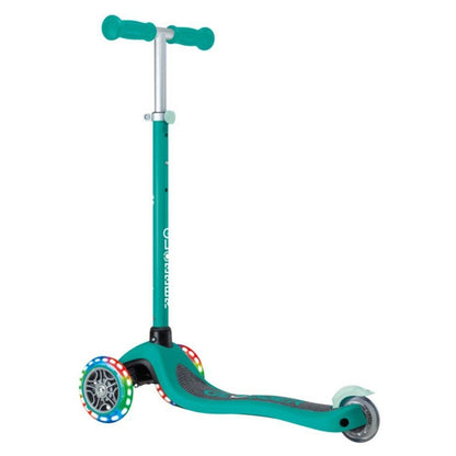 Globber Primo Lights Foldable 3-Wheel Kick Scooter (Emerald Green)
