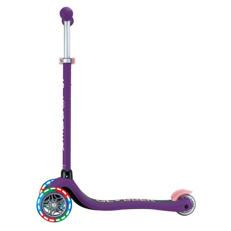 Globber Primo Lights Foldable 3-Wheel Kick Scooter (Purple)
