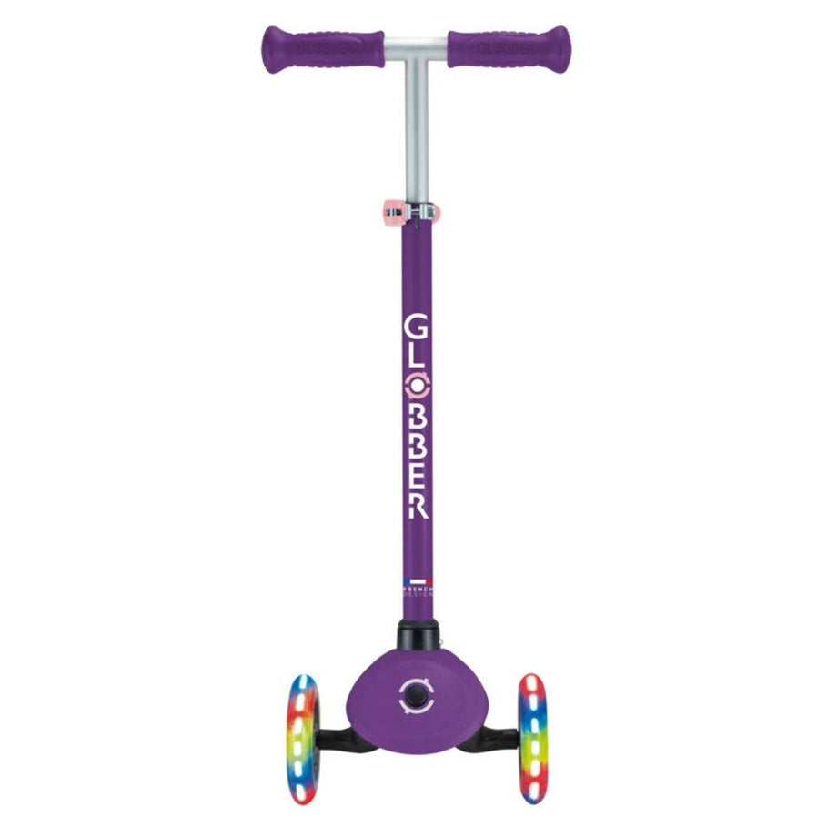 Globber Primo Lights Foldable 3-Wheel Kick Scooter (Purple)