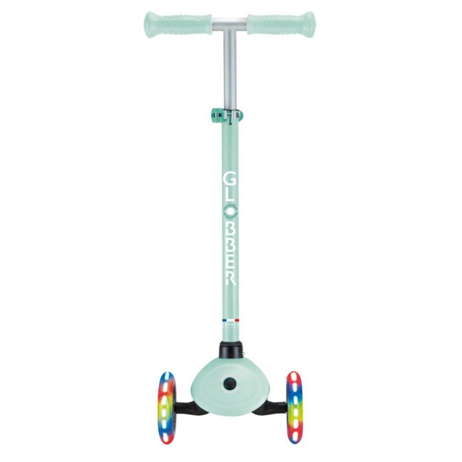 Globber Primo Lights Foldable 3-Wheel Kick Scooter (Mint Green)