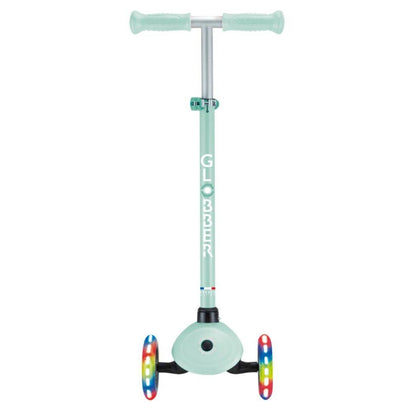 Globber Primo Lights Foldable 3-Wheel Kick Scooter (Mint Green)