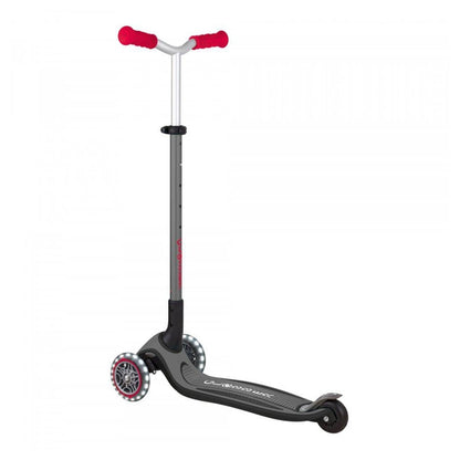 Globber Master Lights Foldable 3-Wheel Kick Scooter (Black/Red)