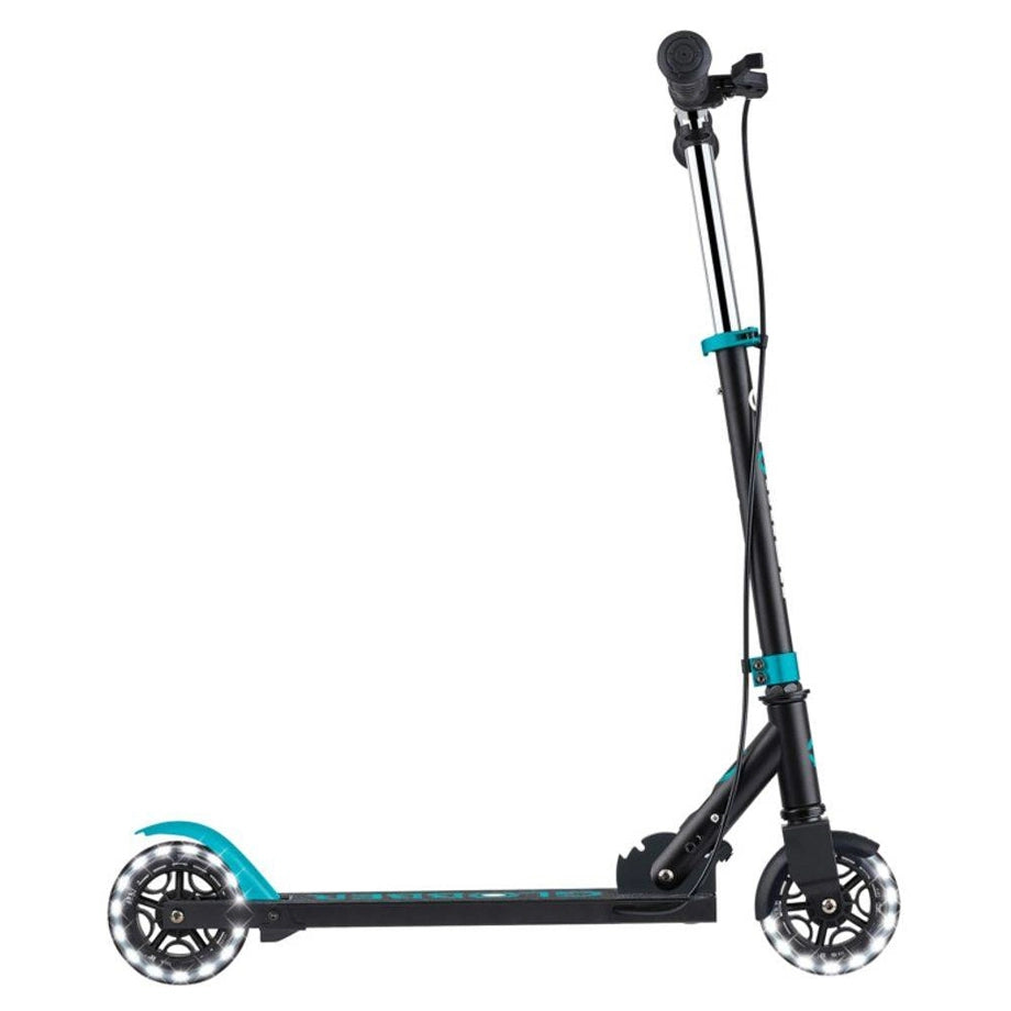 Globber Flow Element Lights Foldable 2-Wheel Kick Scooter (Black/Mint Green)