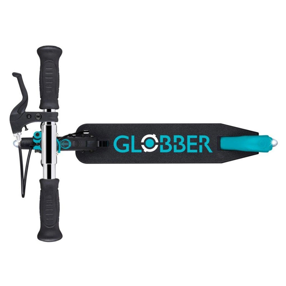 Globber Flow Element Lights Foldable 2-Wheel Kick Scooter (Black/Mint Green)