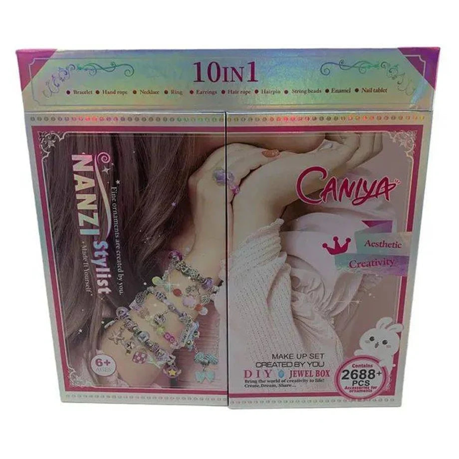 Caniya Nanzi Stylist 10-In-1 DIY Beads Jewelry Making Kit with Jewelry Box (2,688 Pieces)