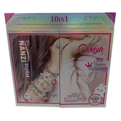 Caniya Nanzi Stylist 10-In-1 DIY Beads Jewelry Making Kit with Jewelry Box (2,688 Pieces)