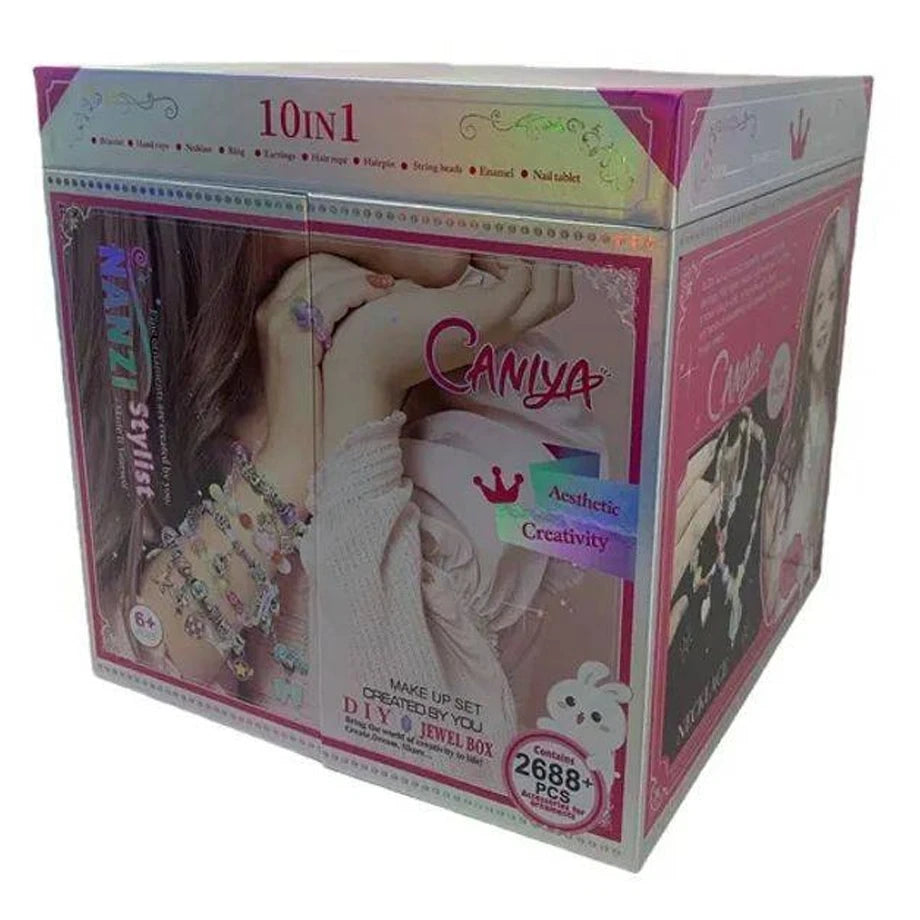 Caniya Nanzi Stylist 10-In-1 DIY Beads Jewelry Making Kit with Jewelry Box (2,688 Pieces)