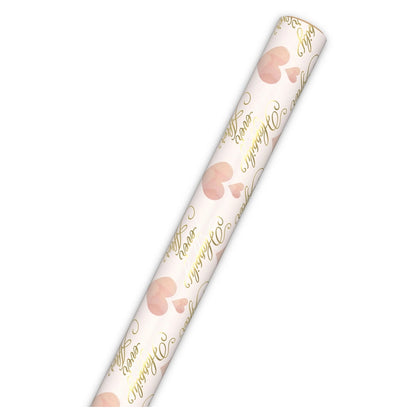 Hallmark Hearts and Happily Ever After on Blush Gift Roll Wrap (2 m)