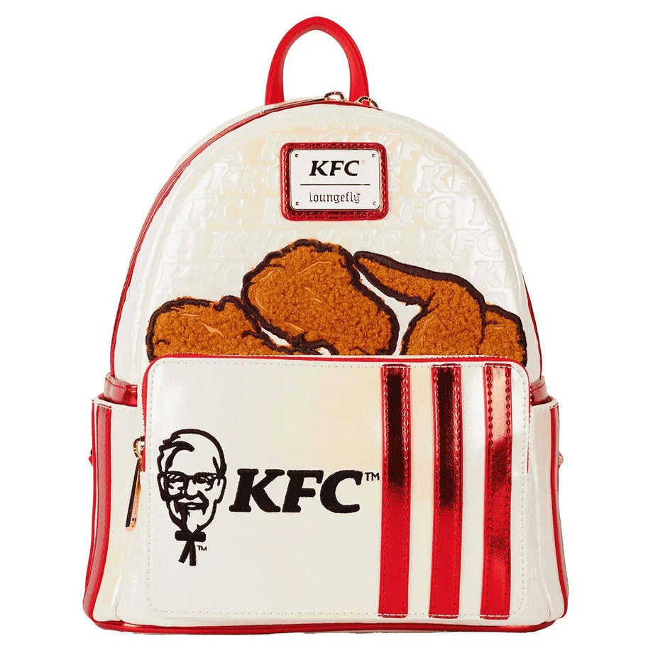 Loungefly x Funko POP! KFC Chicken Bucket Sherpa Mini Backpack (Cream/Red/Brown)