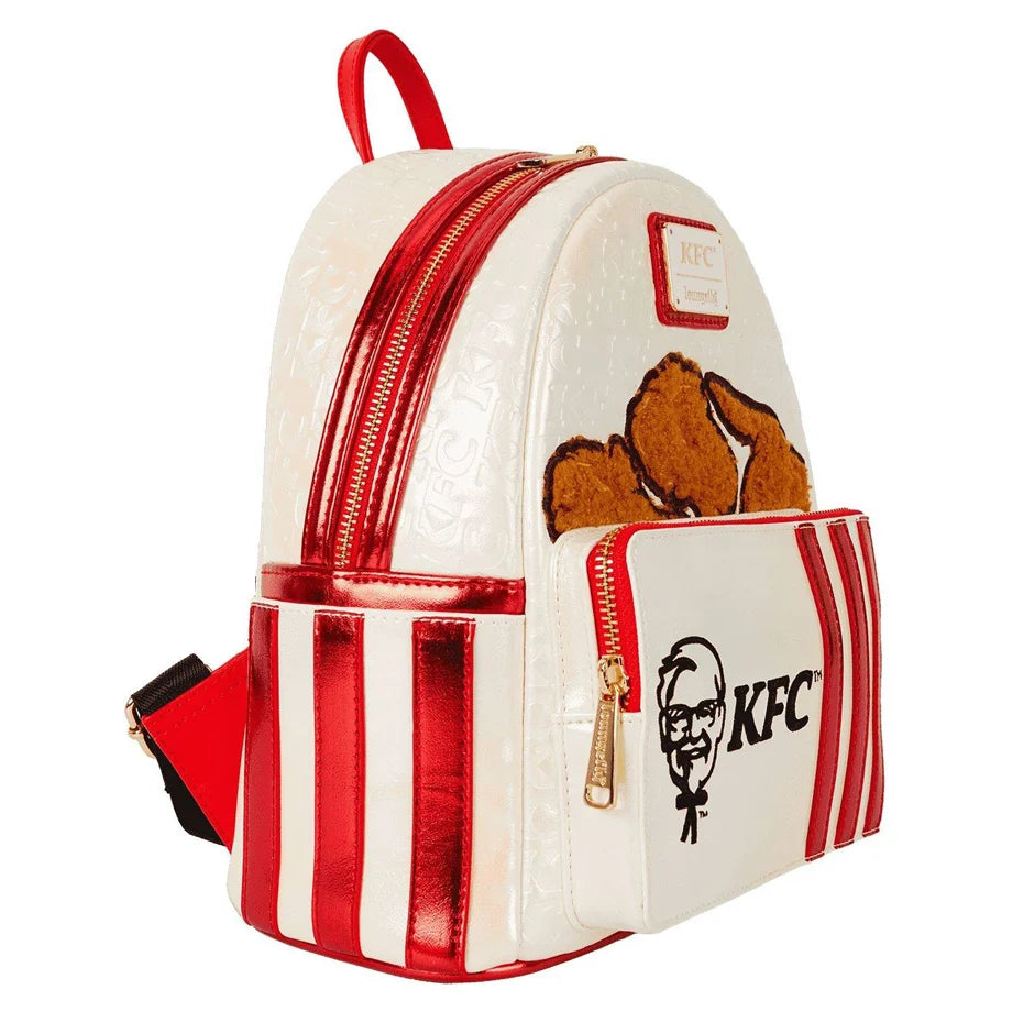 Loungefly x Funko POP! KFC Chicken Bucket Sherpa Mini Backpack (Cream/Red/Brown)