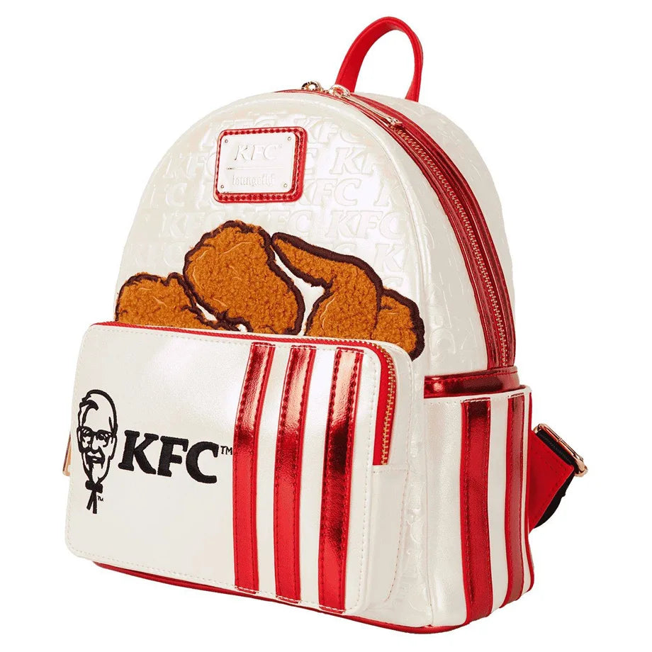 Loungefly x Funko POP! KFC Chicken Bucket Sherpa Mini Backpack (Cream/Red/Brown)