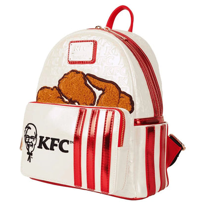 Loungefly x Funko POP! KFC Chicken Bucket Sherpa Mini Backpack (Cream/Red/Brown)