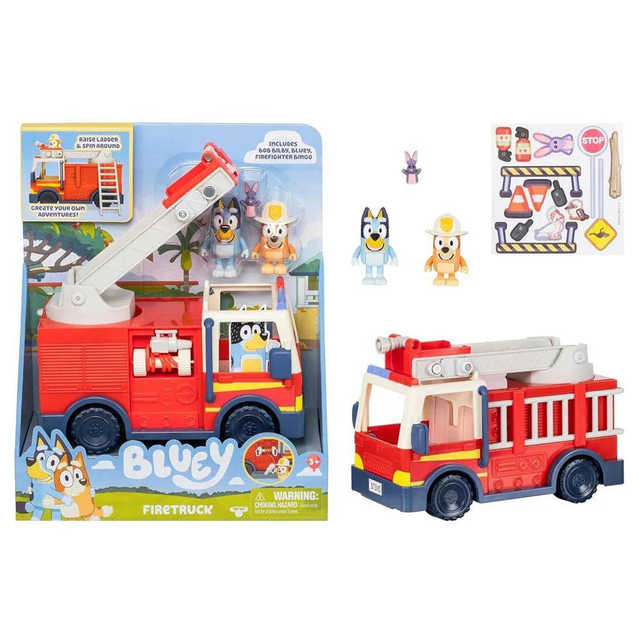 Bluey Firetruck Playset (5 Pieces, Red/White)