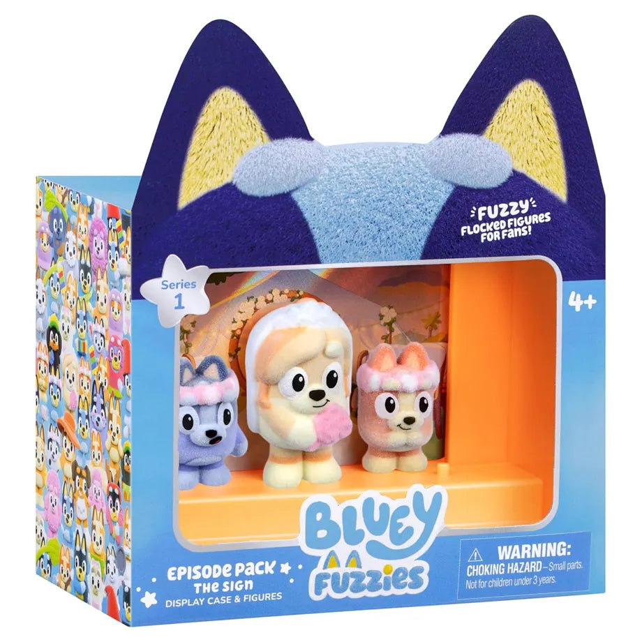 Bluey Fuzzies Episode Pack Series 1 The Sign Display Case & Figures Set